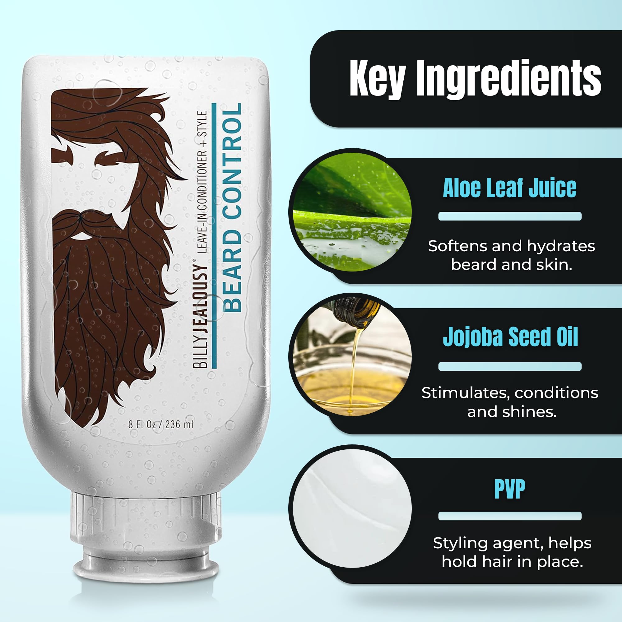 Billy Jealousy Original Beard Control – etiqueta con aloe y jojoba para hidratación