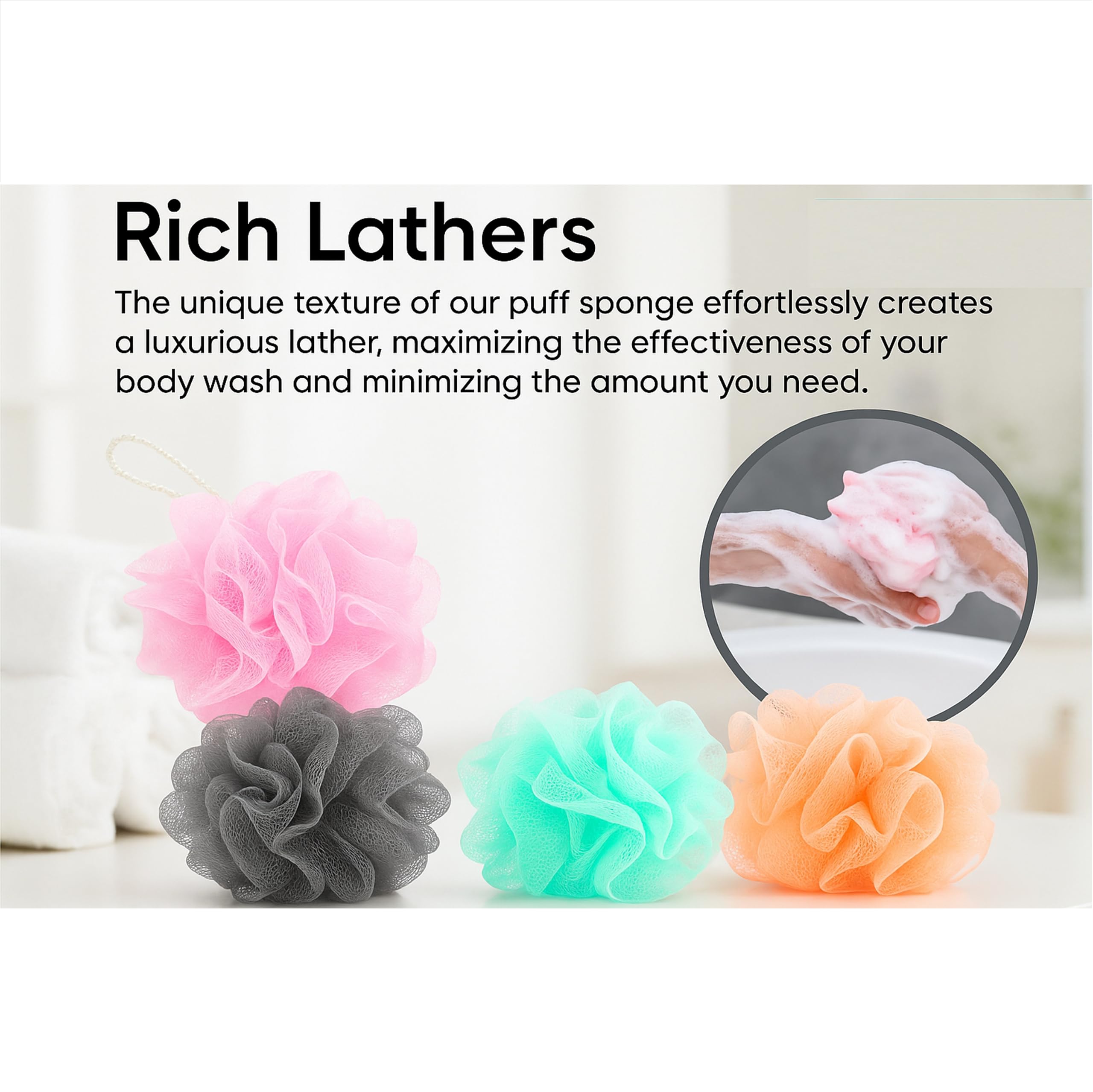 Esponjas BIMIGET lavables, reutilizables para baño diario.