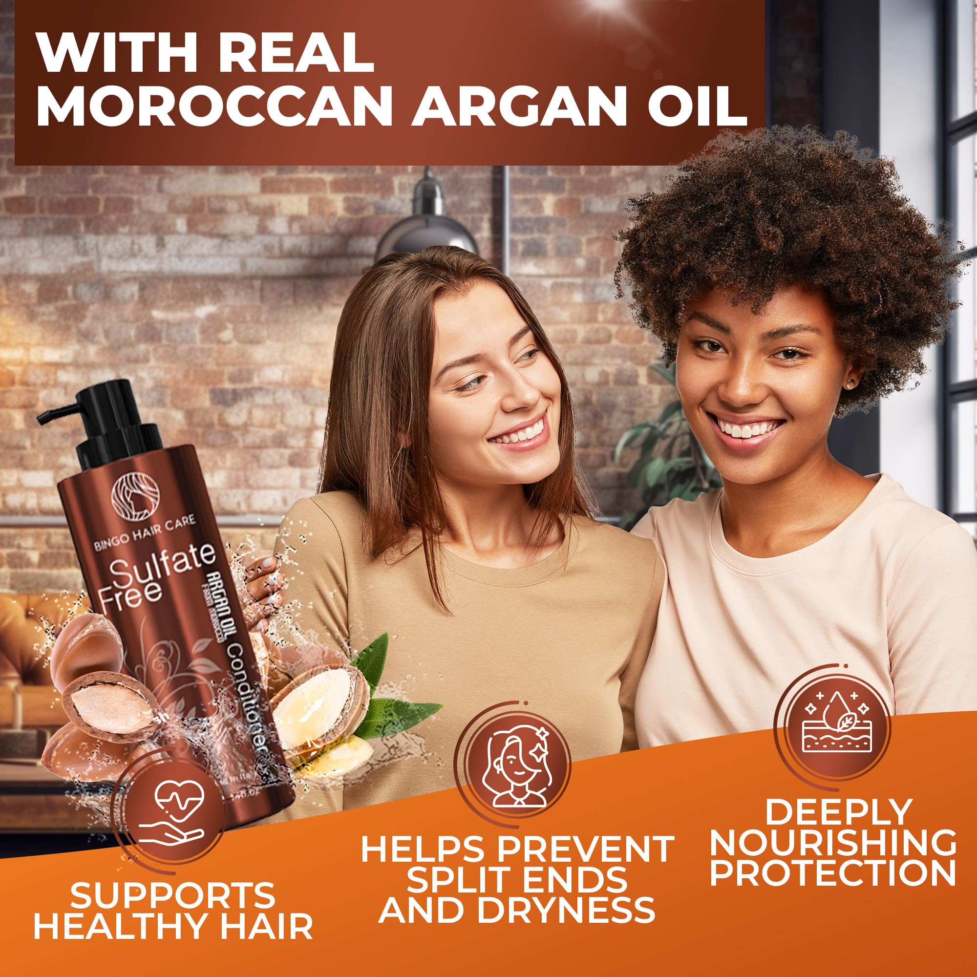 Bingo Hair Care: aplicación de aceite de argán, protección y nutrición profunda.