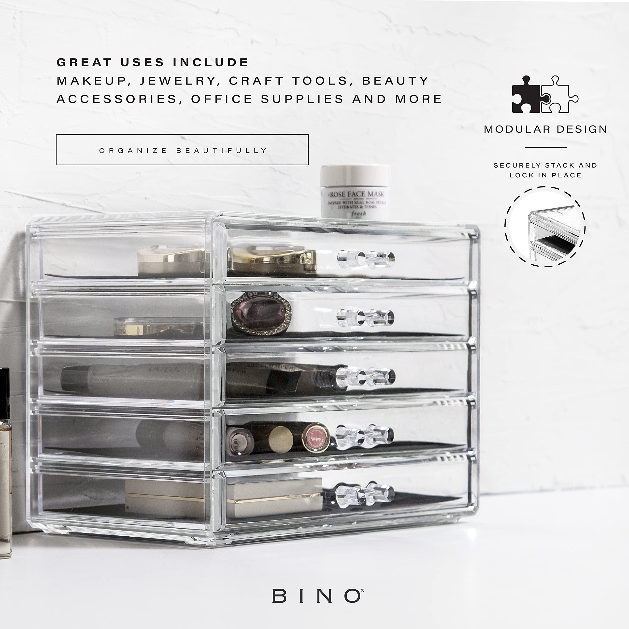 BINO Manhattan: compartimentos internos para maquillaje y accesorios.