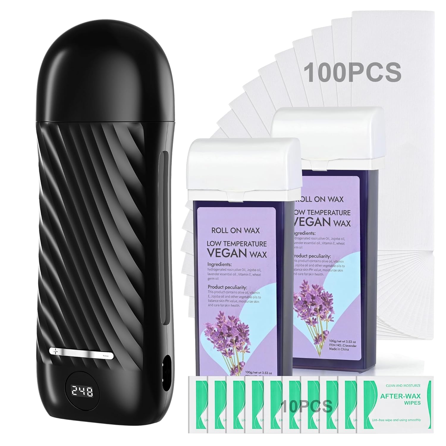 Binzls Roll On Wax Kit con calentador 40W para depilación rápida en casa