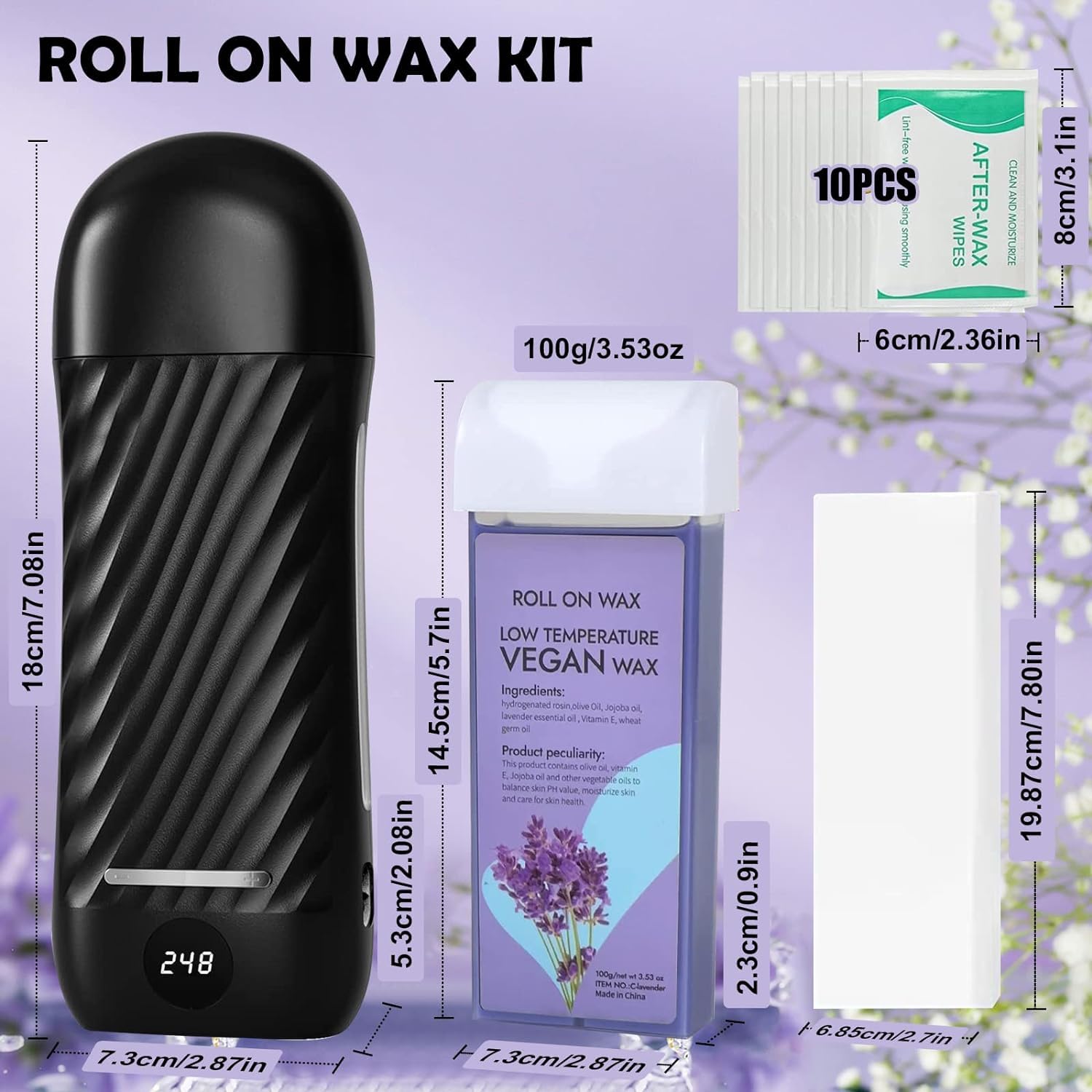Binzls Roll On Wax Kit cera miel, experiencia suave para piel sensible