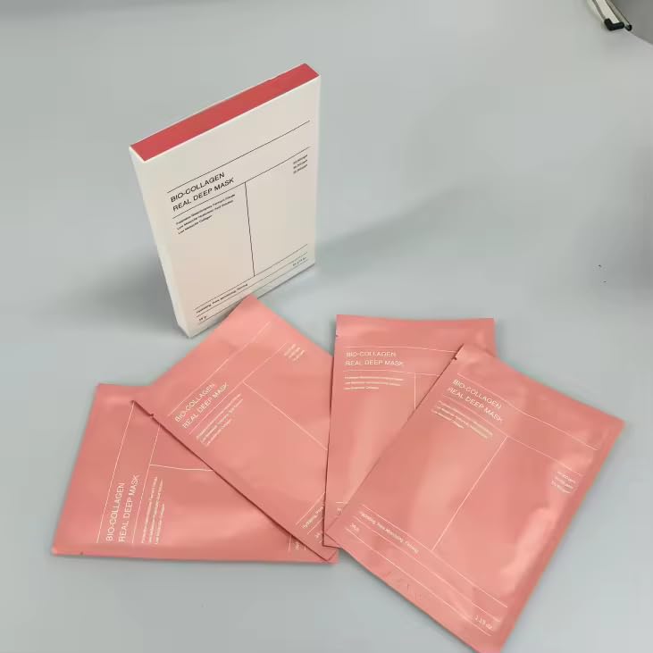 Bio-Colágeno Real Mascarilla Profunda Rosa dentro de la caja para cuidado diario.