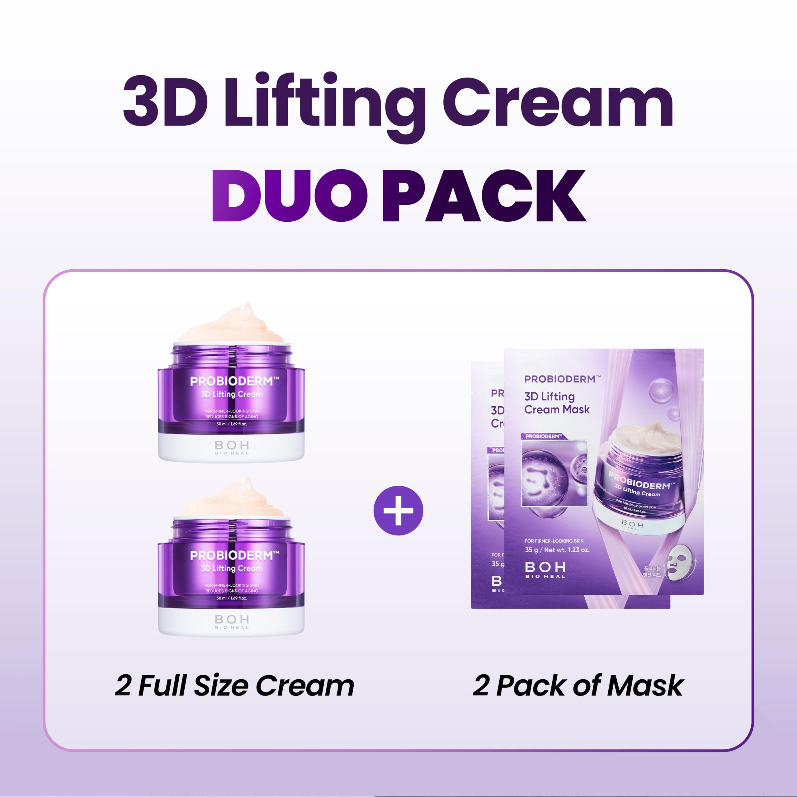 Textura cremosa de BIOHEAL BOH Probioderm 3D Lifting para uso diario.