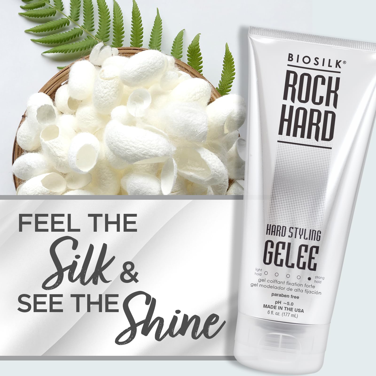 BioSilk Rock Hard Gel ideal para peinados diarios con fijación firme.