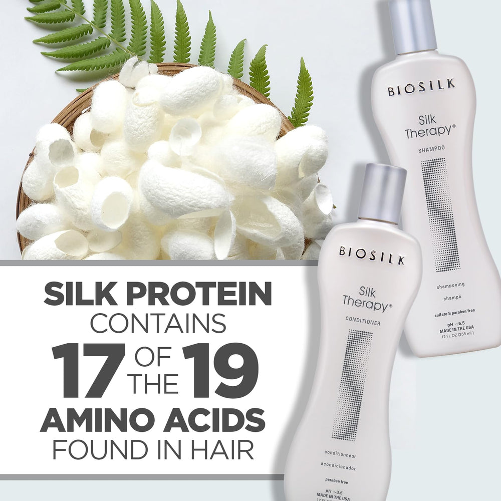 Acondicionador BioSilk Silk Therapy aporta brillo intenso y manejabilidad al peinado.