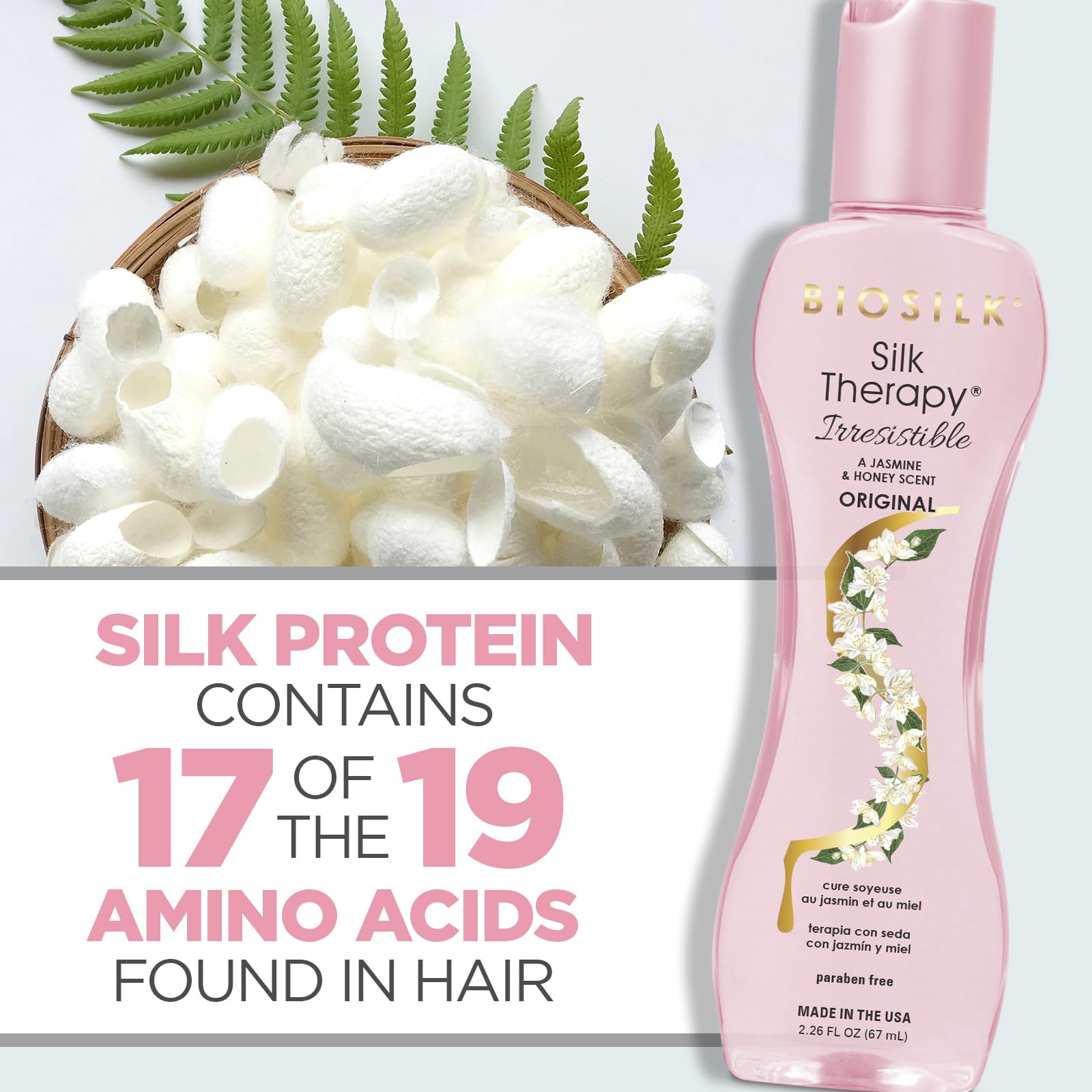 BioSilk Silk Therapy Irresistible, símbolo libre de crueldad para el cabello.