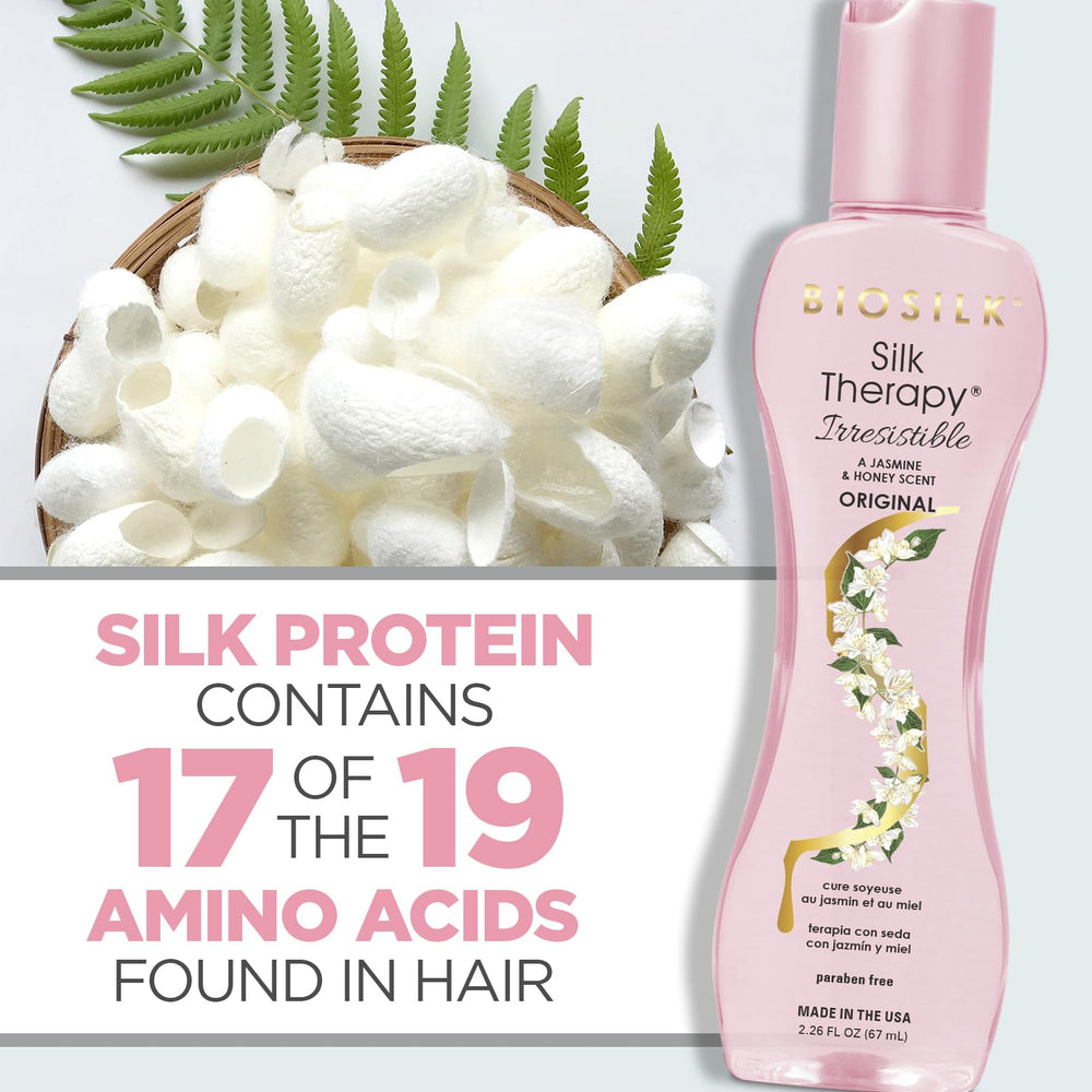 BioSilk Silk Therapy Irresistible, símbolo libre de crueldad para el cabello.