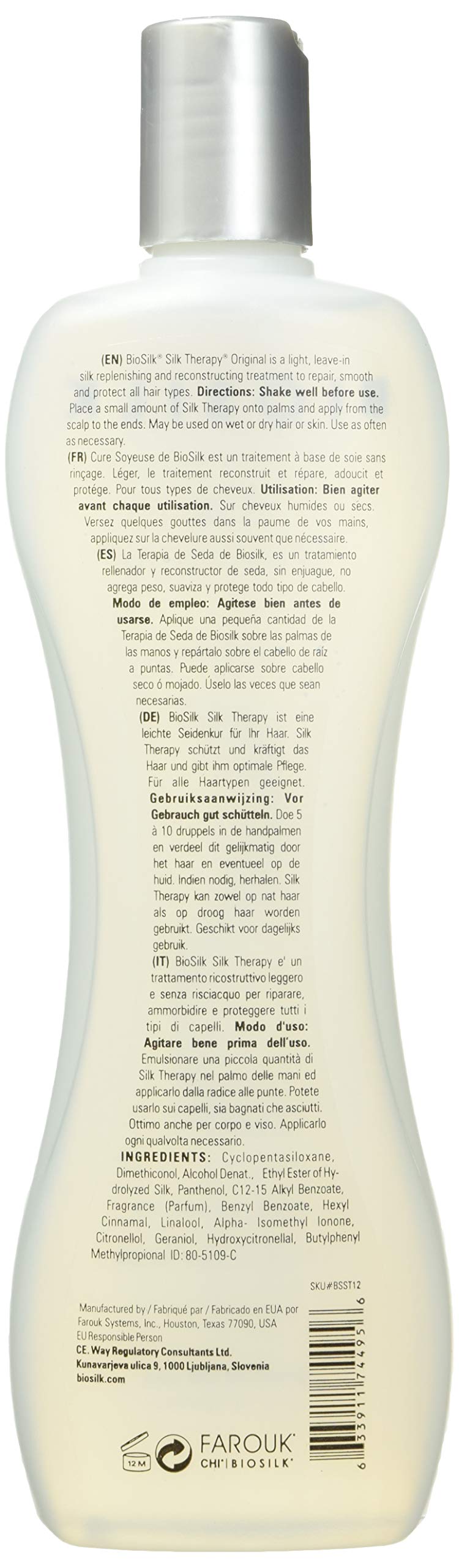 BioSilk Silk Therapy Original – application sur cheveux humides pour soin sans rinçage.