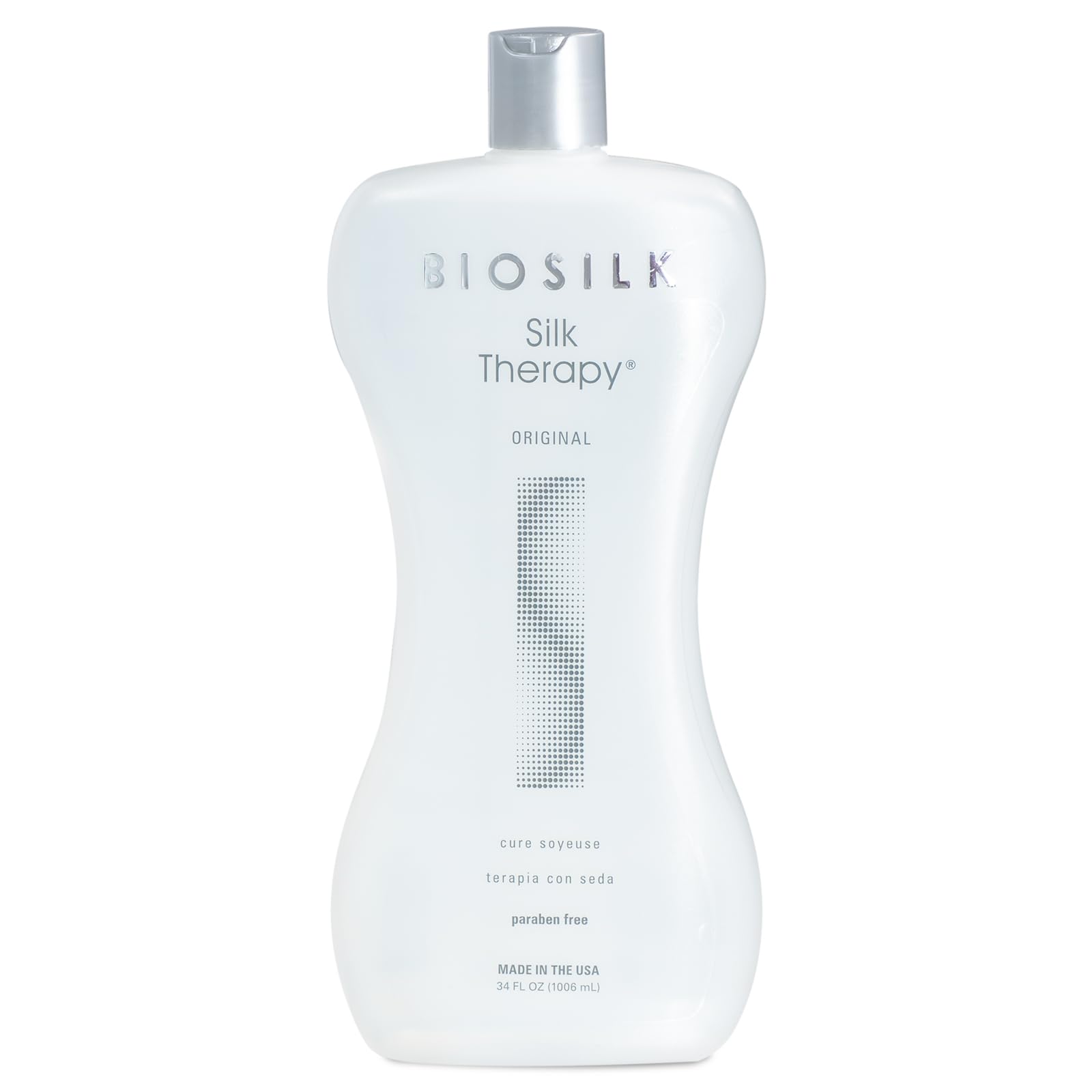 BioSilk Silk Therapy Original, botella: brillo sedoso para todo tipo de cabello.