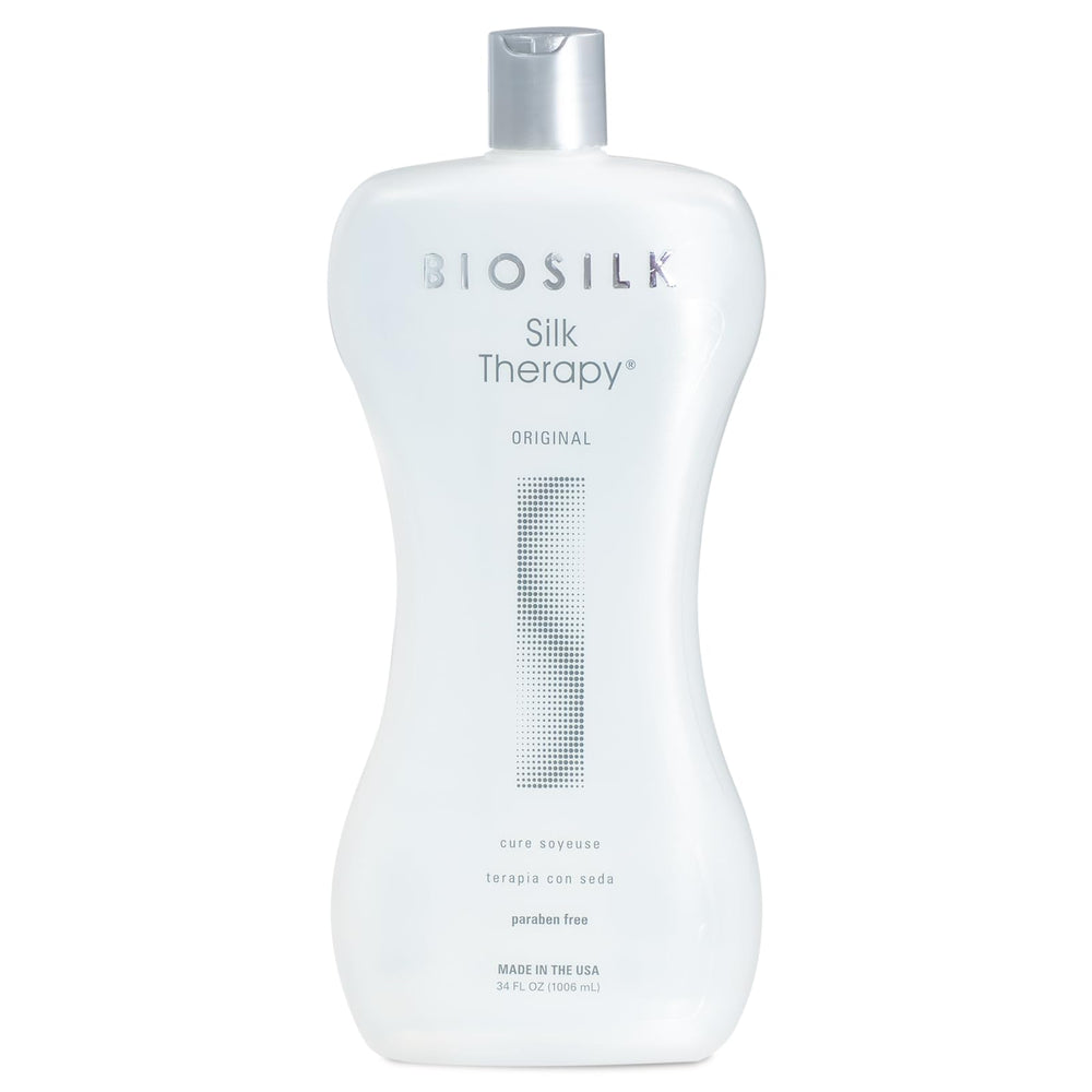 BioSilk Silk Therapy Original, botella: brillo sedoso para todo tipo de cabello.