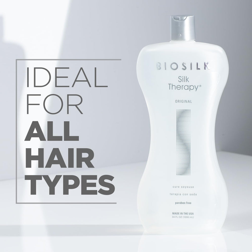 BioSilk Silk Therapy Original, uso en cabello mojado o seco para flexibilidad.