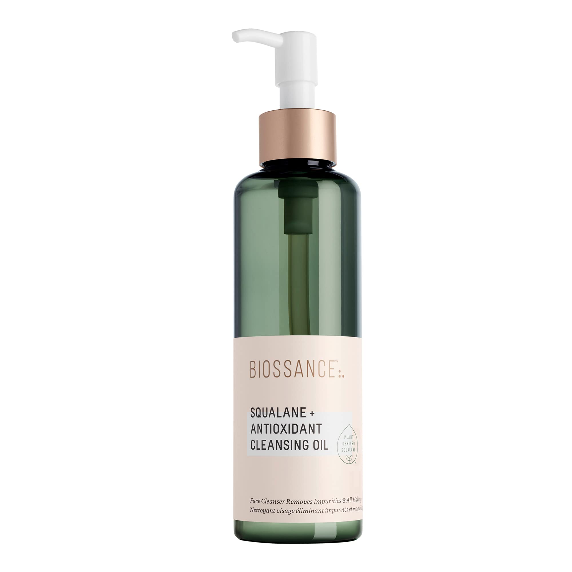 Biossance Huile démaquillante avec squalane et antioxydants, démaquille en douceur.