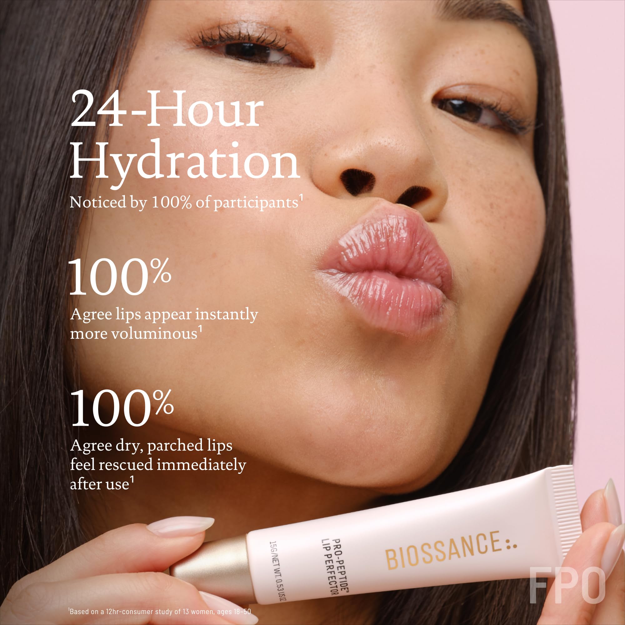 Biossance Pro-Péptidos Labial Perfector para plenitud visible de los labios.