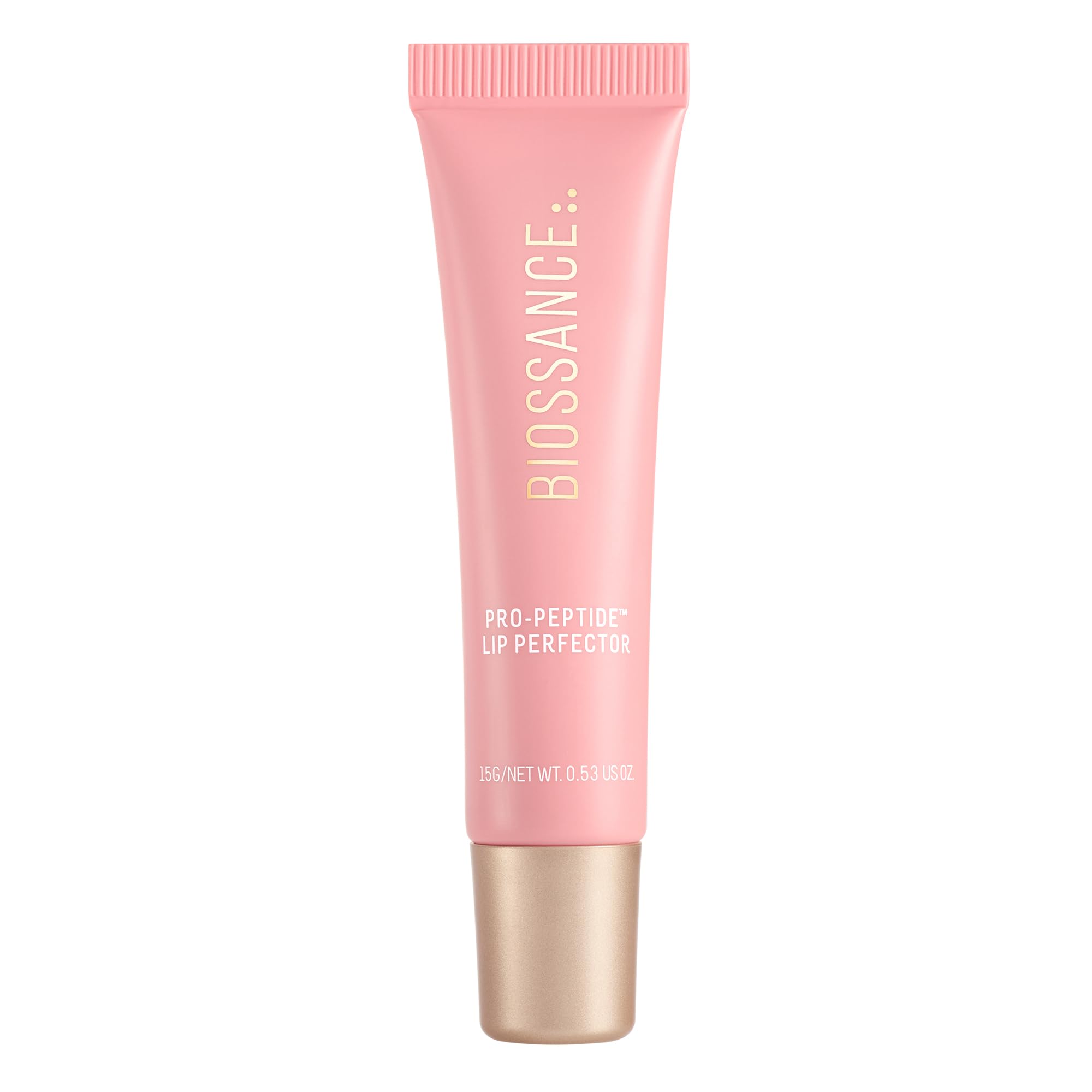 BIOSSANCE Perfector de labios Pro-Péptidos en empaque rosado para cuidado de labios vegano
