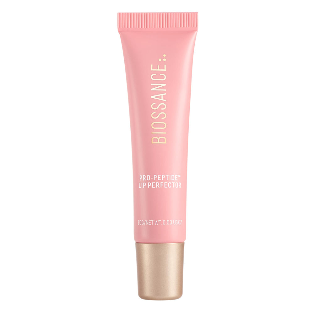 BIOSSANCE Perfector de labios Pro-Péptidos en empaque rosado para cuidado de labios vegano