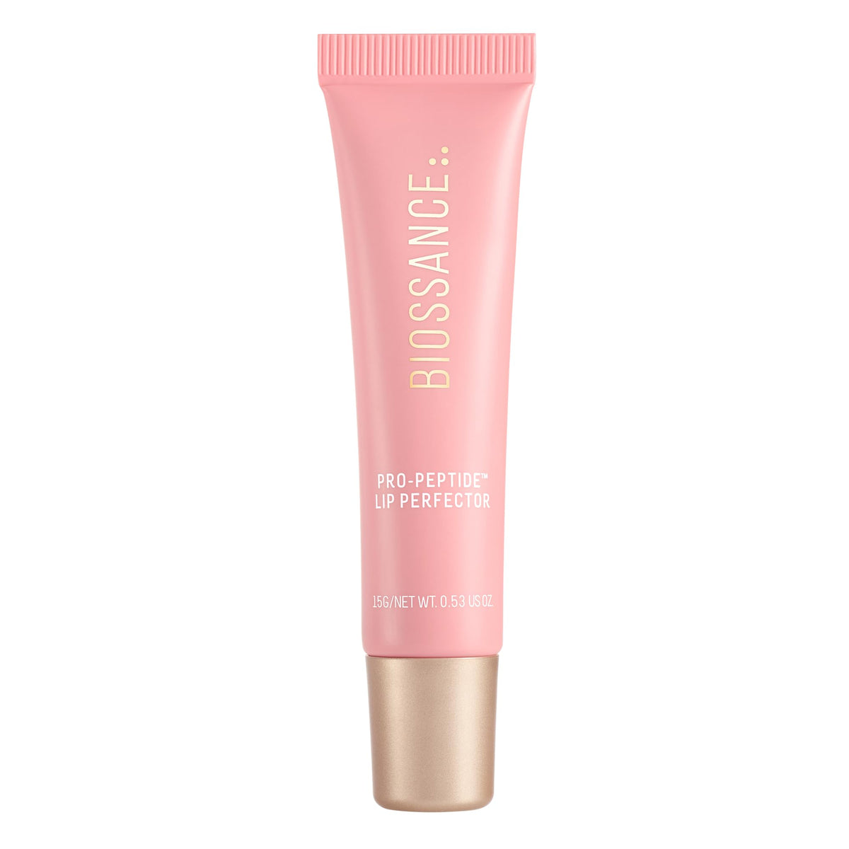 BIOSSANCE Perfector de labios Pro-Péptidos en empaque rosado para cuidado de labios vegano