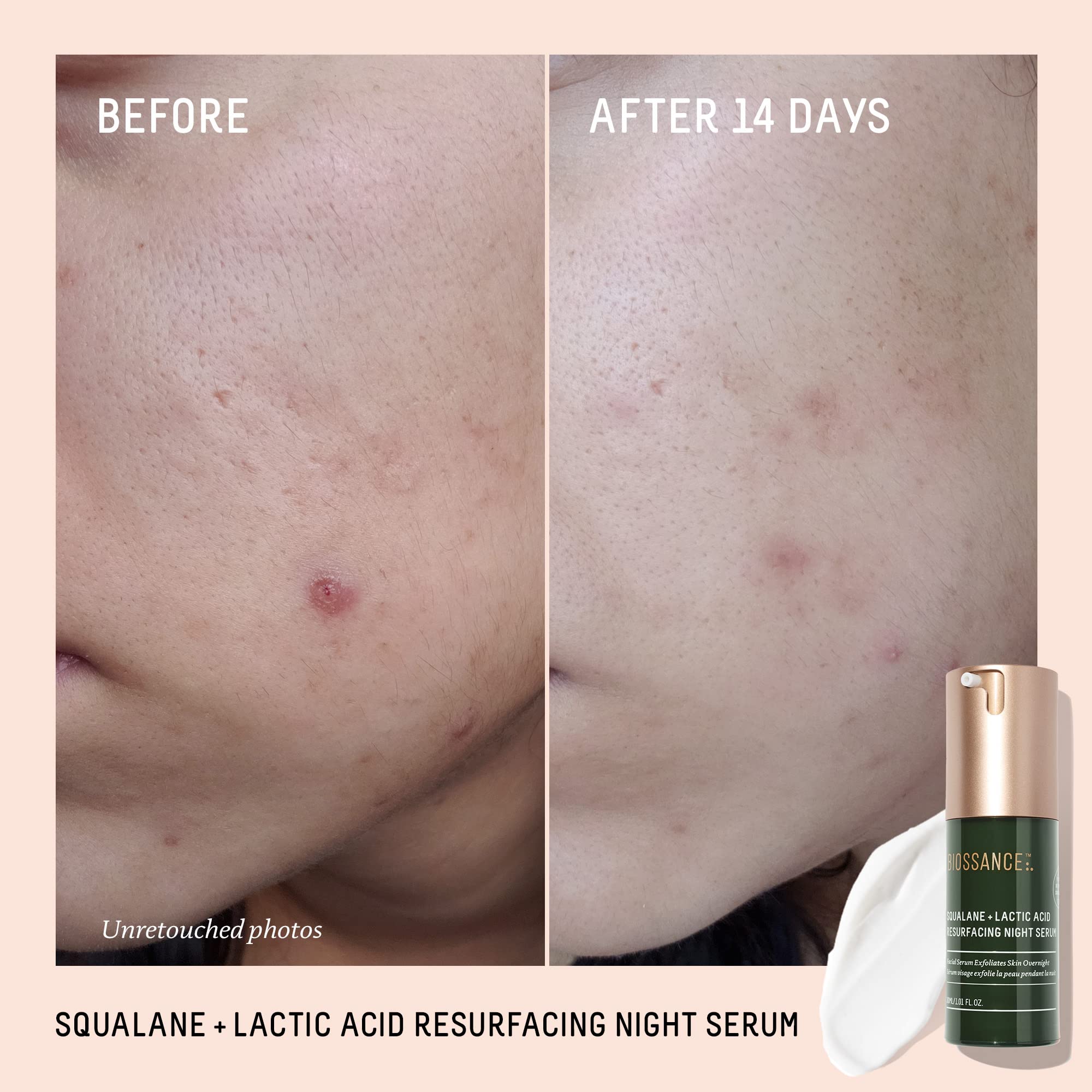 BIOSSANCE serum nocturno con dosificador, aplicación fácil para rutina nocturna.