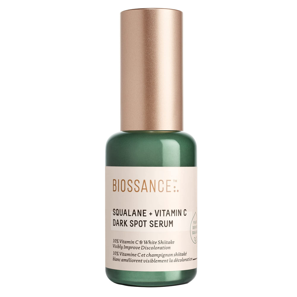 Biossance serum squalane vitamina C, botella detalle para un brillo inmediato