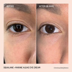 Aplicación suave de BIOSSANCE Squalane y Marine Algae Crema de Ojos para la mirada.