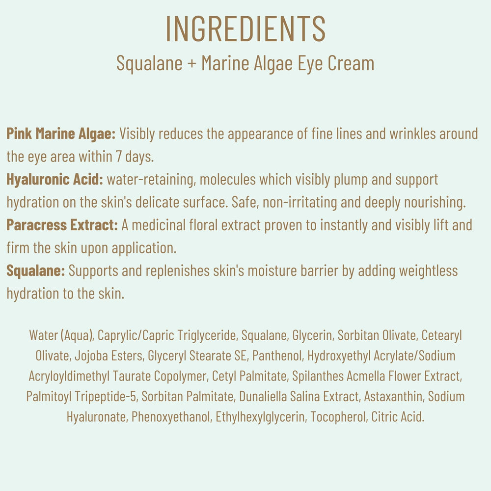 Piel seca y sensible cuida con BIOSSANCE Squalane y Marine Algae Crema de Ojos.