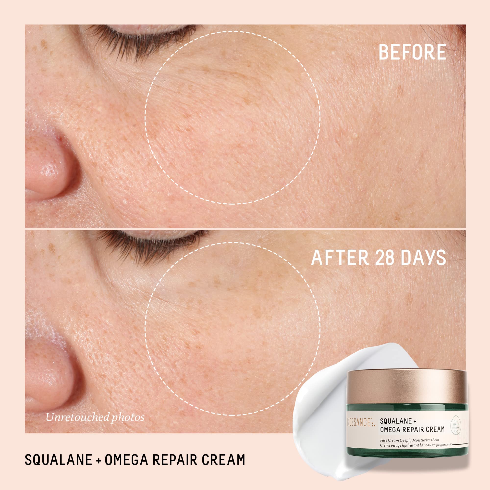 BIOSSANCE crema escualano-omega en tocador para piel radiante