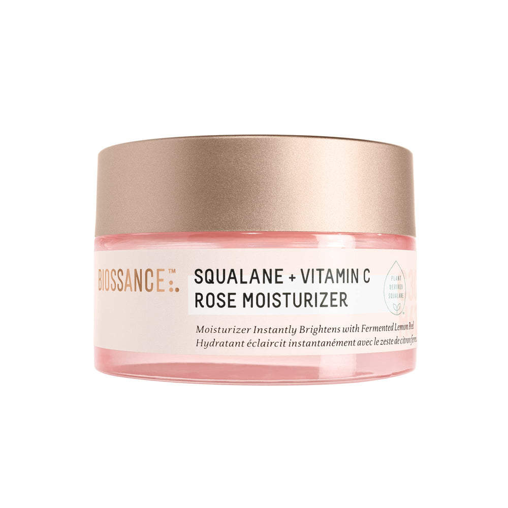 BIOSSANCE Squalane + Vitamina C Rose: bote crema, hidratación ligera para el día.