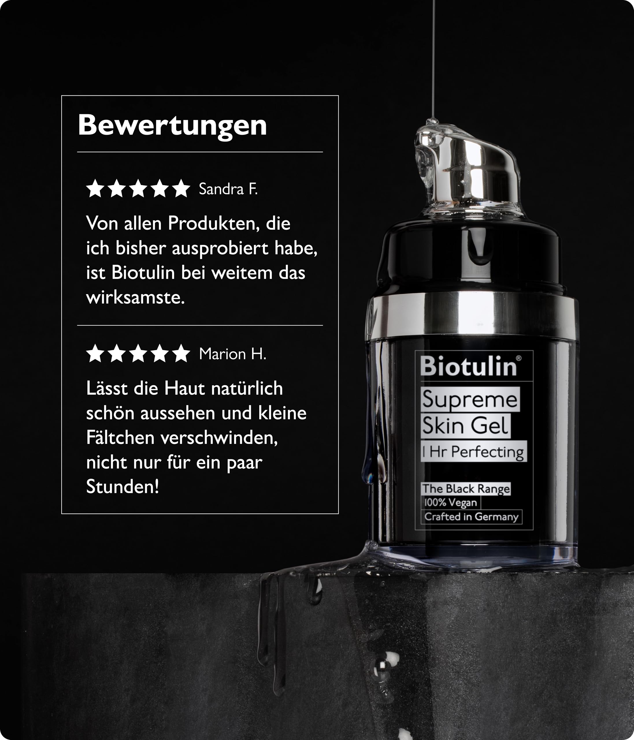 Biotulin Supreme Skin Gel – emballage 15 ml, pratique à glisser dans la routine.