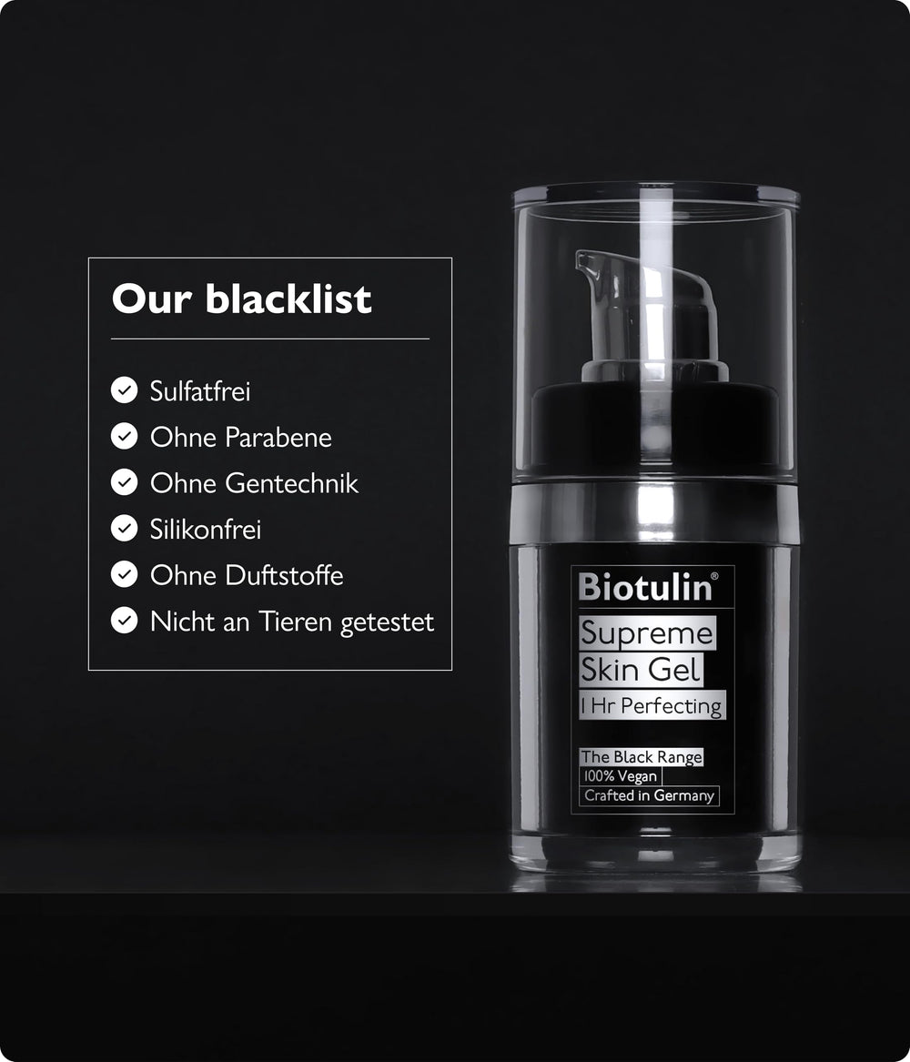 Biotulin Supreme Skin Gel, goutte déposée sur la peau, action rapide.