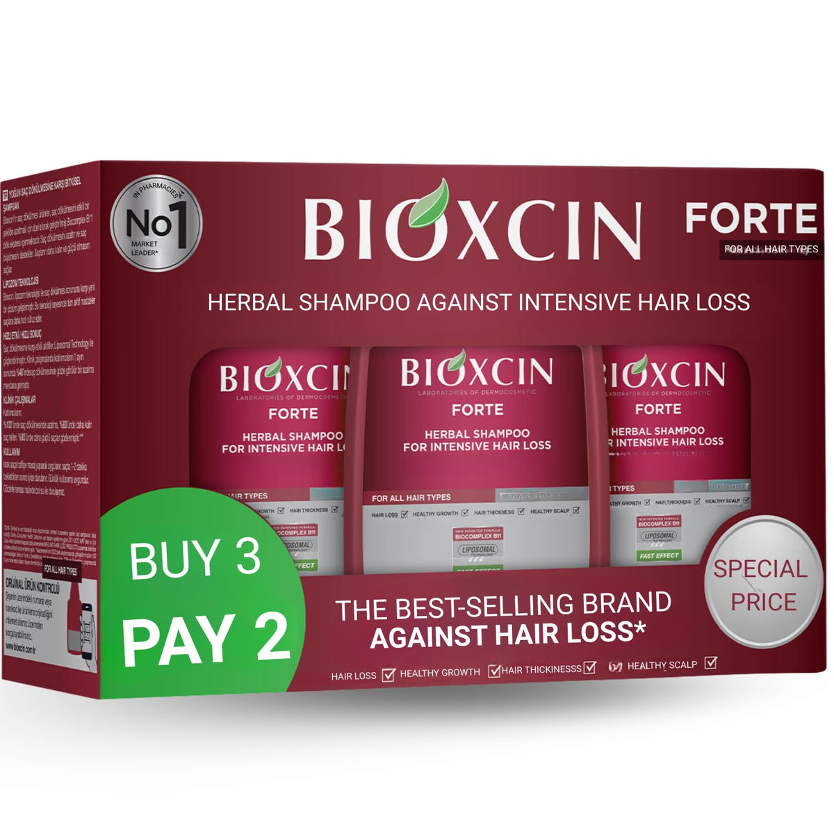 BIOXCIN Champú herbal: botella para fortalecimiento capilar.