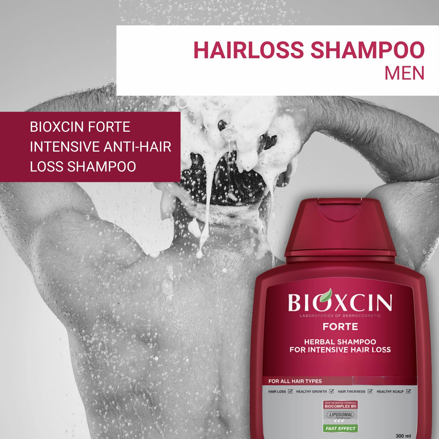 BIOXCIN Champú, textura cremosa que facilita lavado diario.