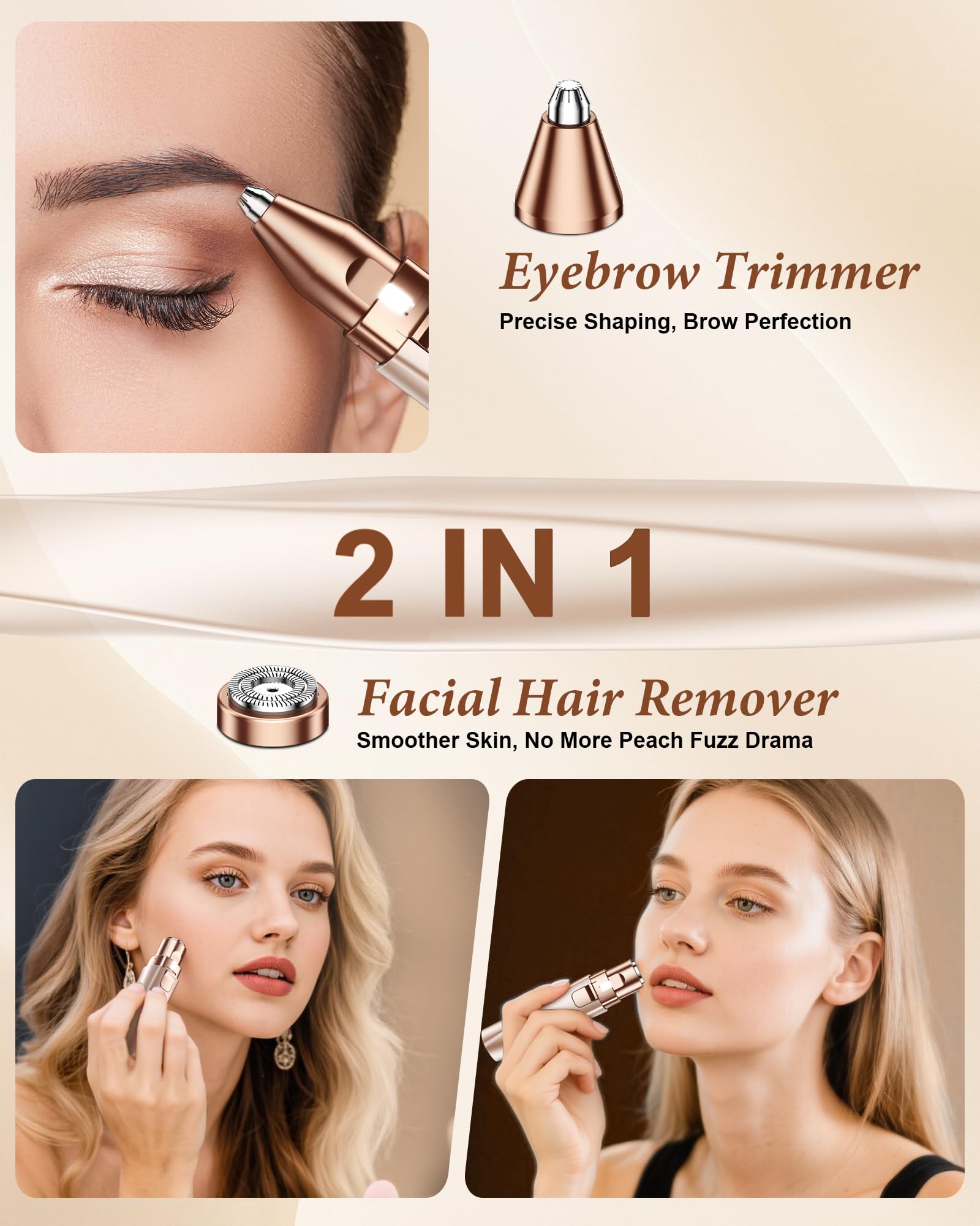 Bissuuy cabezal doble anillo, afeitado sin irritación para cejas