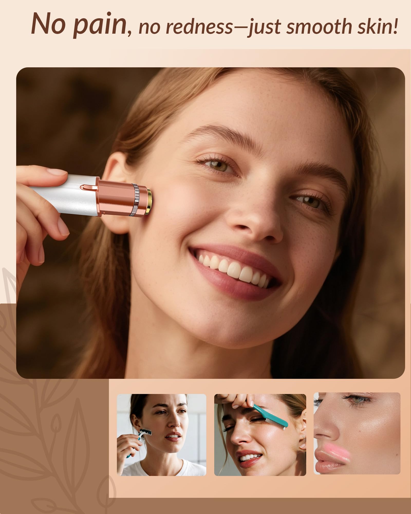 Bissuuy depilador facial para mejillas, piel suave y uniforme