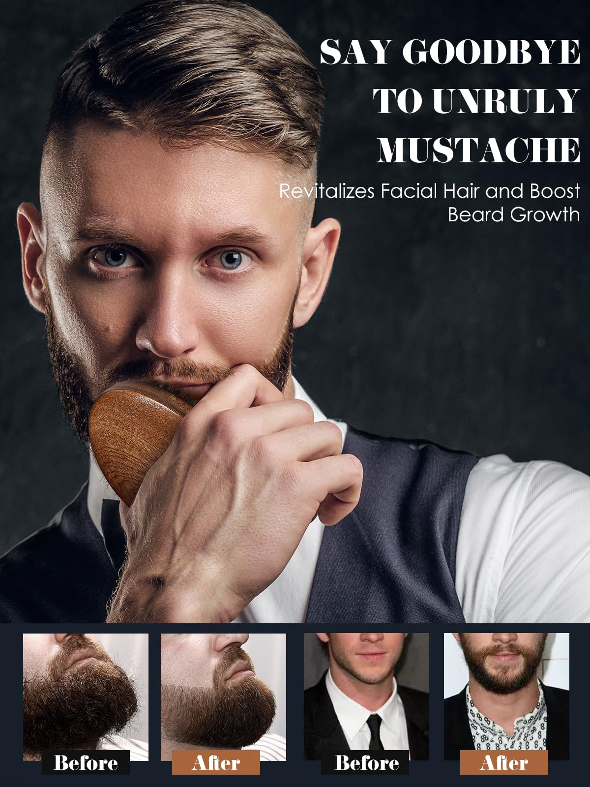 Bituemly cepillo-barba aplicación uniforme bálsamo aceite para suavidad.