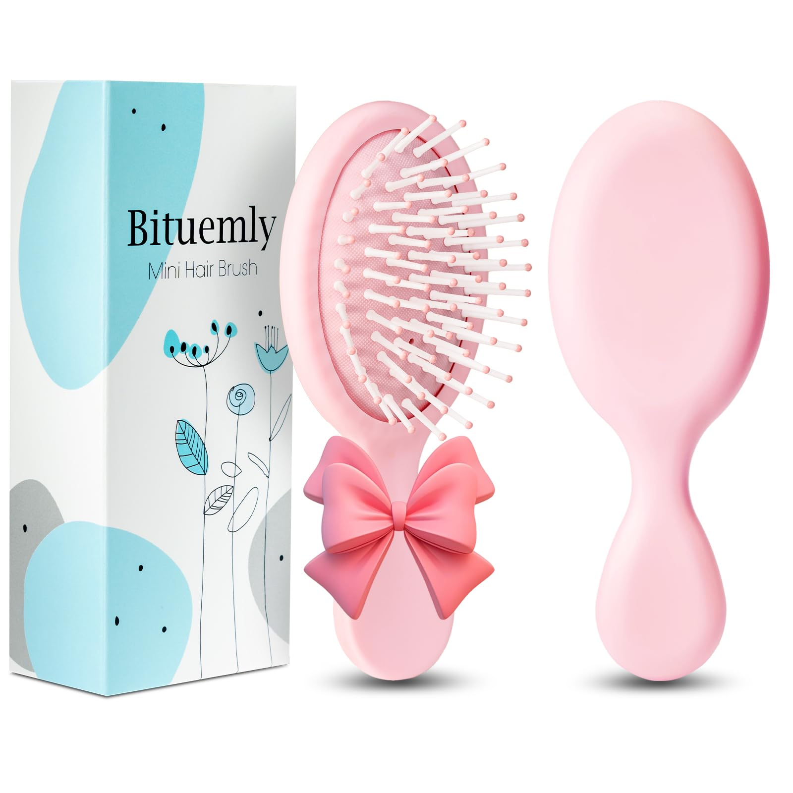 Bituemly mini cepillo desenredante con ventilación para cabello suave y sin tirones