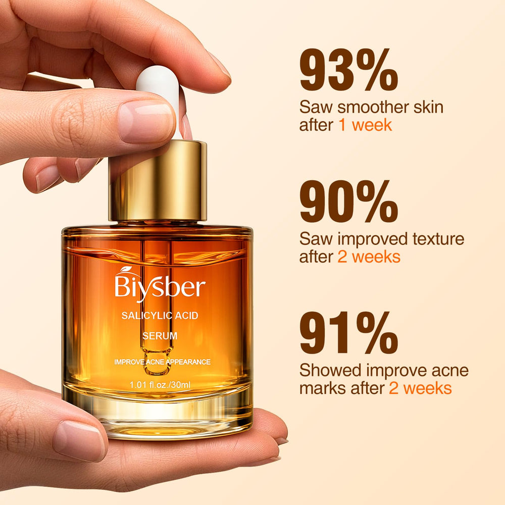 BIYSBER Sérum acide salicylique 2% – fini mat et peau moins brillante.