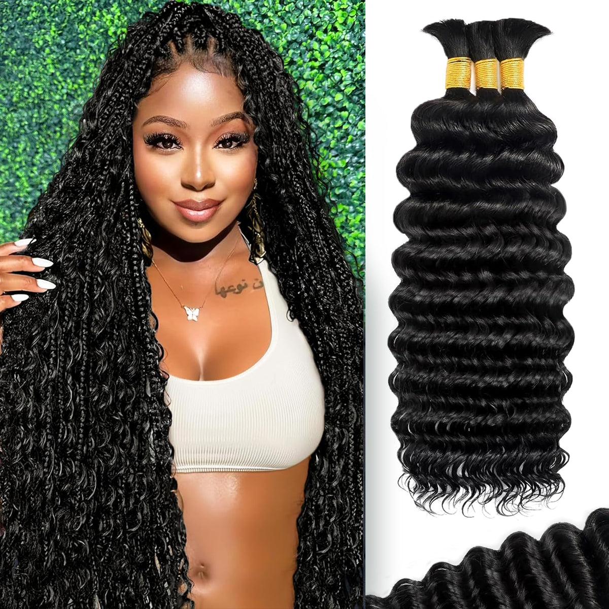 BizVUS cabello rizado humedecido para trenzas boho con volumen y durabilidad.