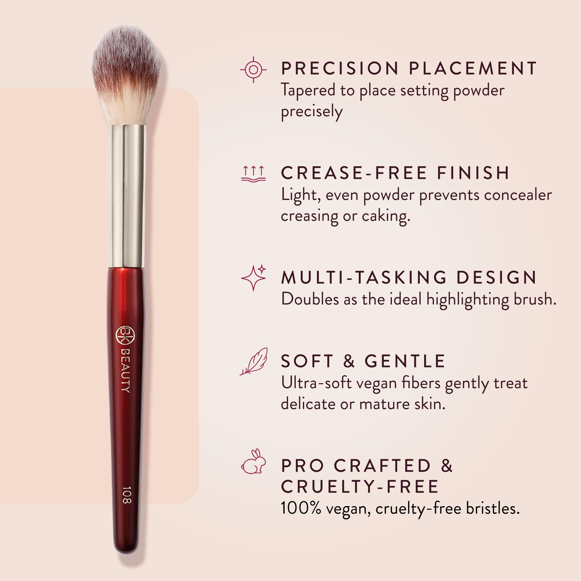BK BEAUTY 108 pincel para bajo-ojos polvo con acabado suave