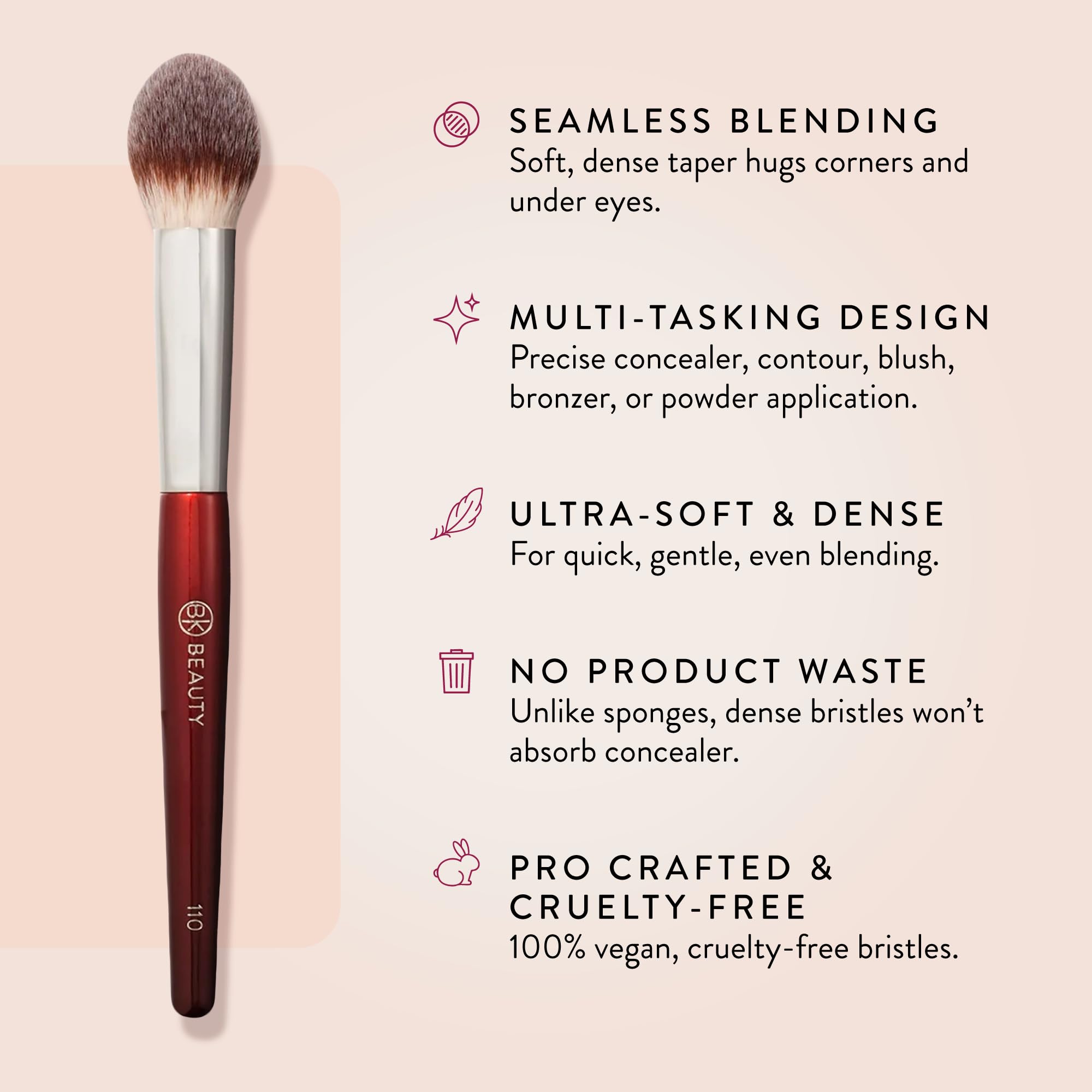 BK BEAUTY 110 grand, pinceau base paupières, application précise pour le regard.