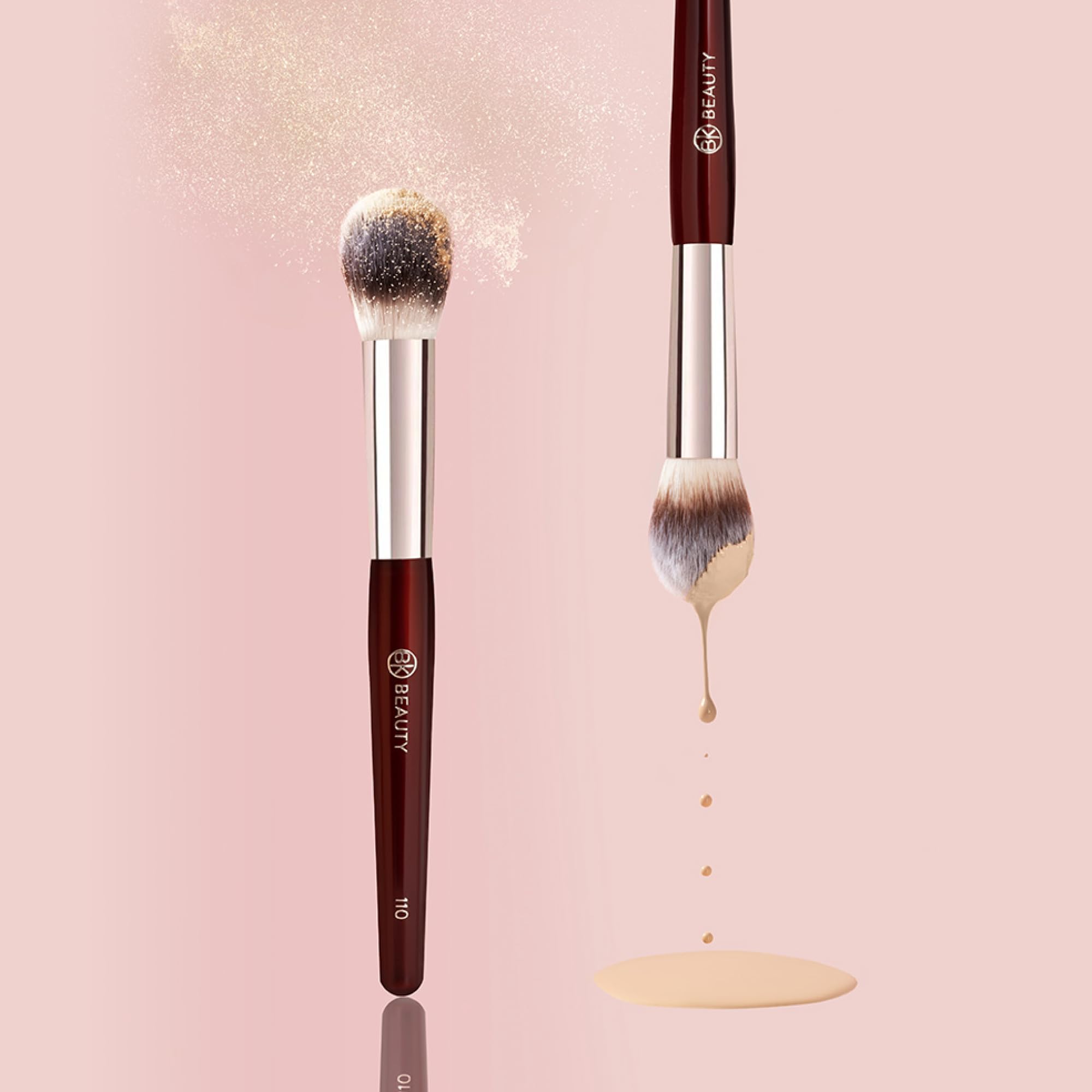 BK BEAUTY 110 grand, pinceau poudre fixatrice, pression légère et tenue durable.