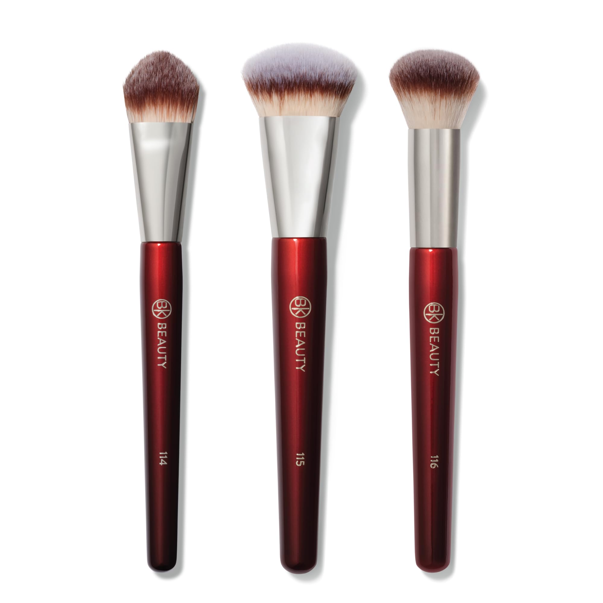 BK Beauty Core Complexion Trio: pinceau fond-teint moyen-contour pour une couverture homogène.
