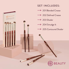 BK BEAUTY Essentials Brush Set 204, difuminado de línea de pestañas para acabado ahumado