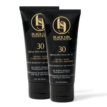 Bouteille BLACK GIRL SUNSCREEN 2oz SPF30 pour visage et corps, protection légère.