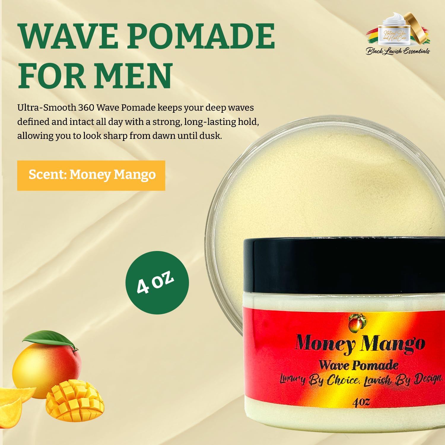 Aplicación de Money Mango Pomade para ondas 360 y peinado con brillo