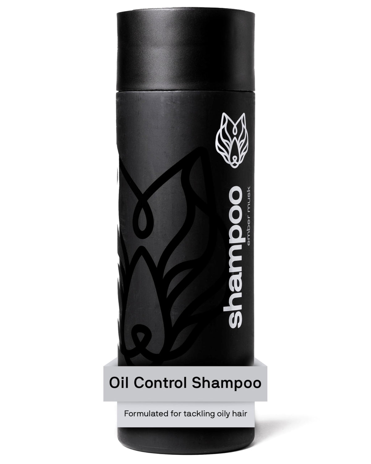 Black Wolf champú control grasa con carbón activado en botella para limpieza profunda.