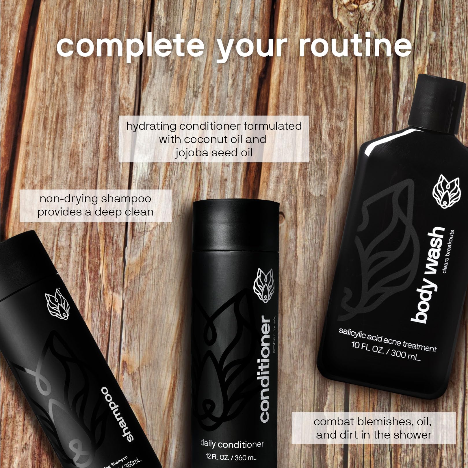 Etiqueta de Black Wolf con información clara para higiene masculina