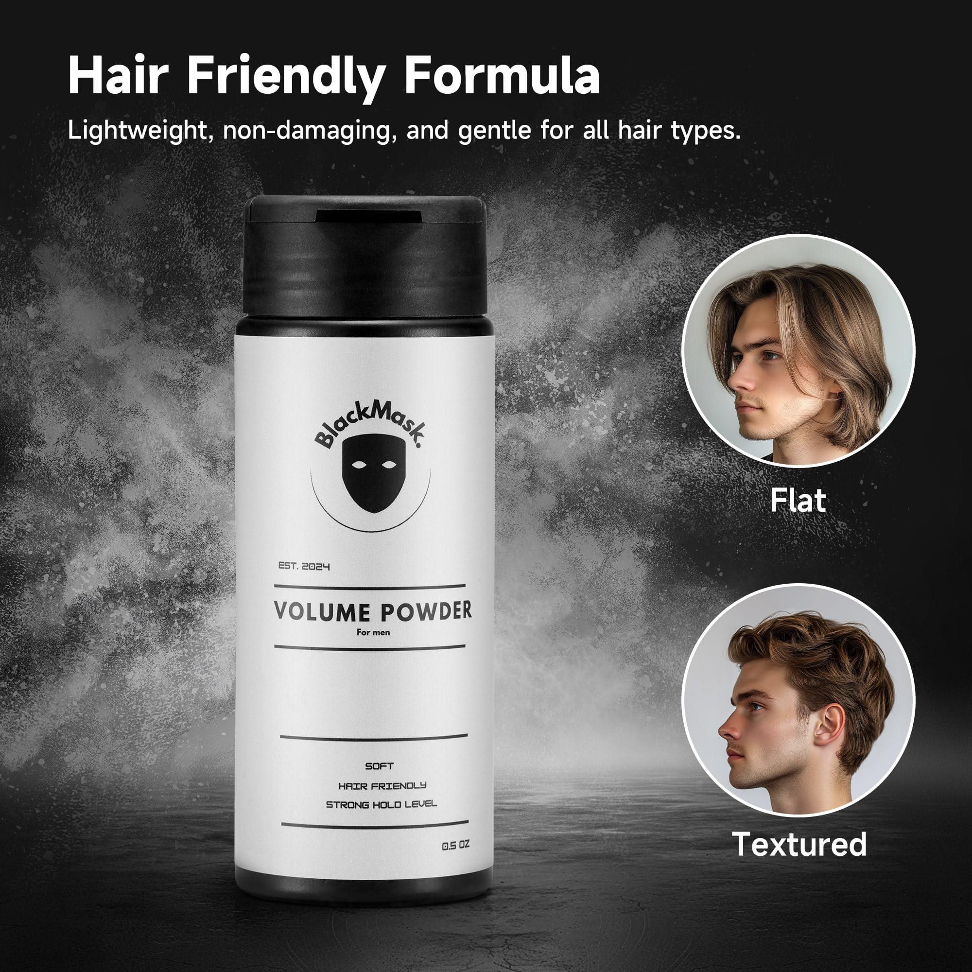 Acabado seco y sin grasa con BlackMask en cabello masculino