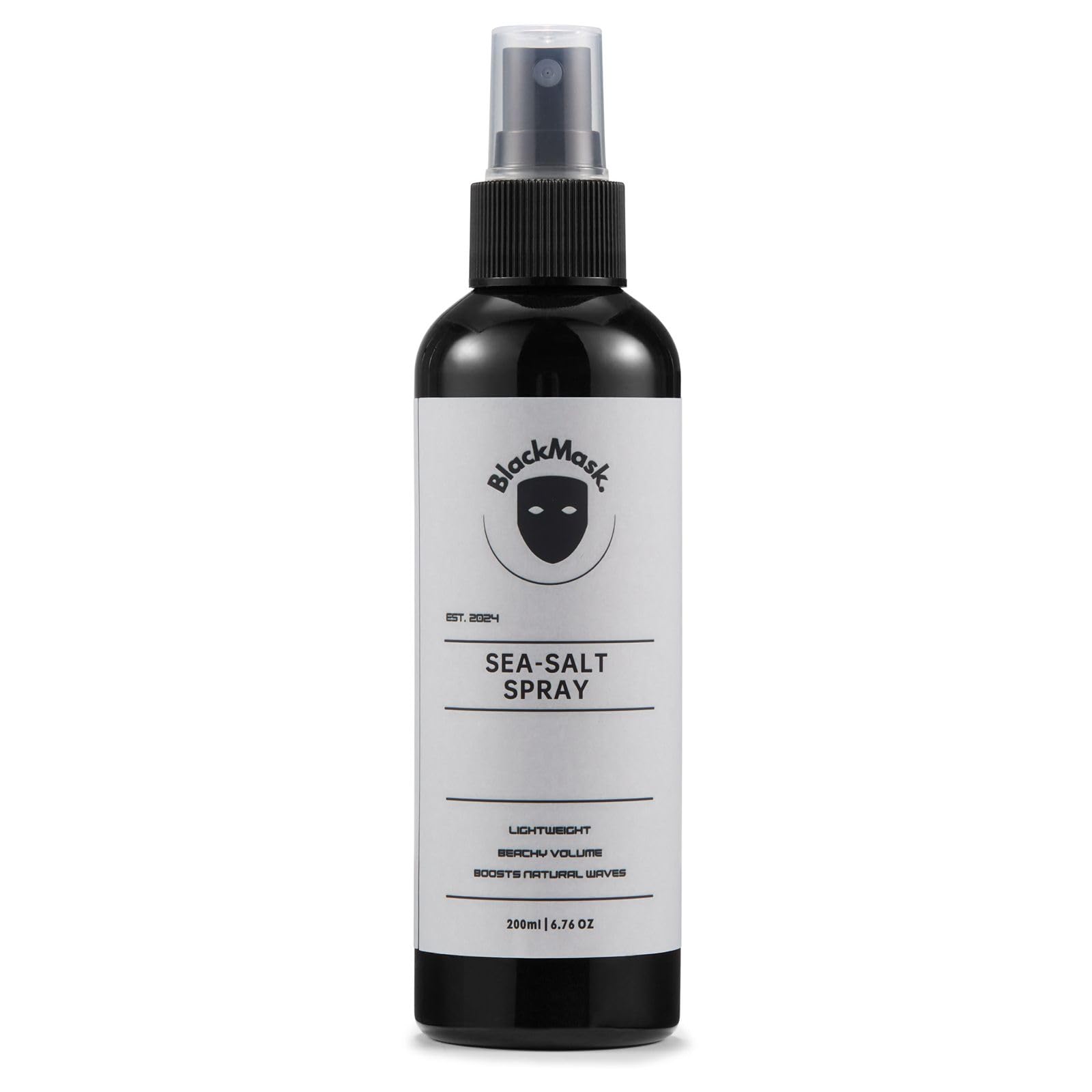 BlackMask spray de sal marina en botella para volumen ligero y textura natural.