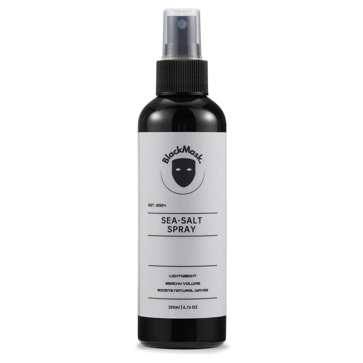 BlackMask spray de sal marina en botella para volumen ligero y textura natural.