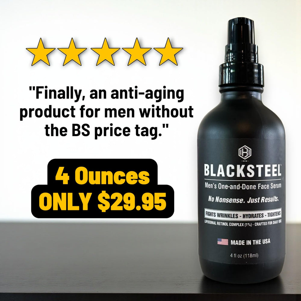 Sérum BLACKSTEEL après-rasage apaisant pour calmer la peau.